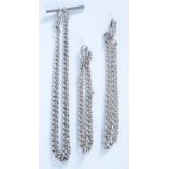 Three curb link silver watch chains, 53g.