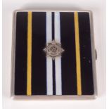 A silver and enamel Royal Army Service Corps cigarette case by John William Barrett,