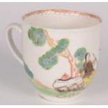 A Plymouth porcelain coffee cup, circa 1766, with Chinese figures in a landscape,