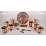 An Arts and Crafts copper pin tray, 9 x 13.