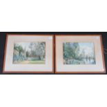 A pair of Oxford College watercolours by Paul Smyth, one shows Worcester College Garden,