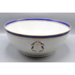 A Chinese export porcelain armorial punch bowl, 18th century,