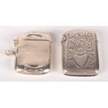 A late Victorian engraved silver vesta case and one other silver vesta case.