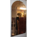 An Art Deco pink wall mirror, 102 x 51cm.