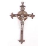 A German silver crucifix by J Dix, Bonn, the back engraved and dated 1900, in fitted case 11.8cm.