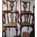 A set of four George III style mahogany dining chairs, early 20th century, height 98cm, width 51cm,