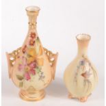 A Royal Worcester blush ivory vase, with floral decoration, shape no.