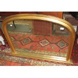 A reproduction gilt framed overmantel wall mirror, height 74cm, width 108cm.