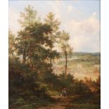An oil on canvas, early 19th century English School, 'Approaching The Town', lined,