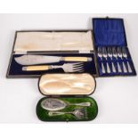 A pair of Victorian engraved silver plated sardine servers by Mappin & Webb, cased,
