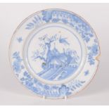 A Delft tin glazed pottery plate, late 18th/early 19th century, diameter 22cm.