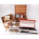 Costume jewellery etc including fountain pens.