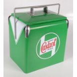 A cooler in the form of a Castrol oil can, height 36cm, width 29.