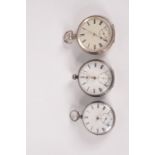 Two silver keyless open face pocket watches, one signed Camerer Kuss,