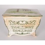 A Royal Doulton biscuit box for Huntley & Palmers, in the form of a bombe chest of drawers,