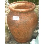 A large terracotta garden urn, height 61cm, diameter of top 43cm.