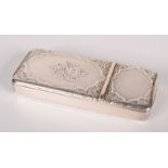 A French silver 19th century engraved combined vesta match case, length 63mm.
