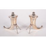 A pair of Swedish silver horn salt pots.