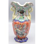 A Mason's Ironstone twin handled vase, 19th century, painted number in red 'N199 1/2',