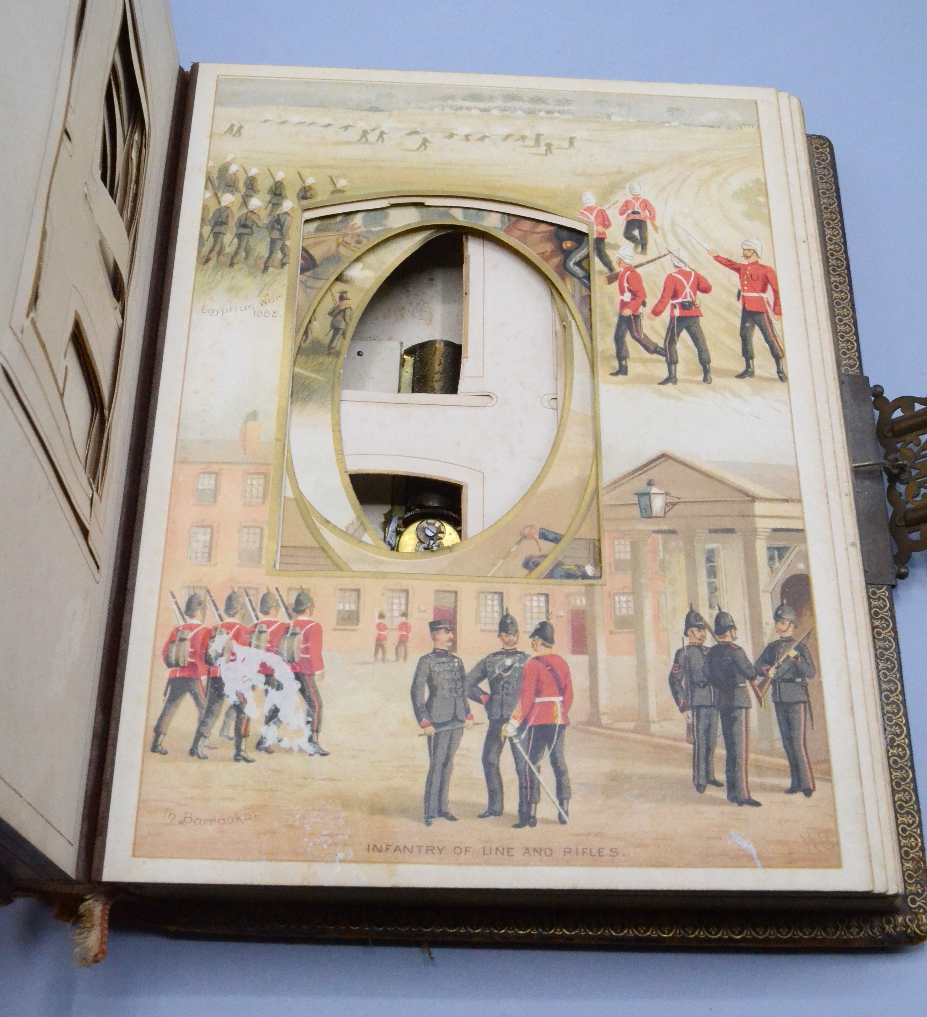 A leather and gilt tooled musical photograph album, 'The British Army Album', dated 21/10/90, - Image 3 of 8