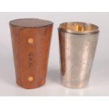 A set of four silver plated stirrup cups,