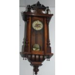 A Vienna walnut wall clock, 19th century,