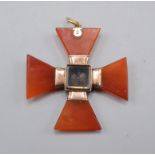 A Victorian carnelian and gold Maltese cross.