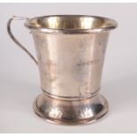 A silver post war christening mug, 1.7oz, cased.