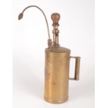 A brass sprayer, the plaque inscribed 'Deodor-x-sprayer, Deodor-x-hygiene services, Liverpool',