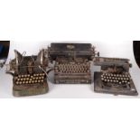 The Oliver Typewriter, a Royal Typewriter No.6 New York USA and an English Bar-let typewriter.