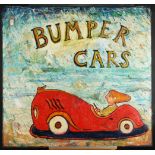 An oil on board, by Simeon Stafford, 'Bumper Cars', signed and dated 05.9.25, 106 x 112.5cm.