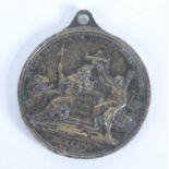 A Trafalgar brass medal, diameter 50mm.