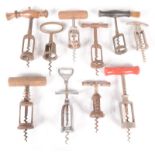 Eleven twin pillar corkscrews of twisting pull type.