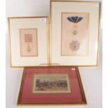 Two Baxter prints depicting medals and another print.