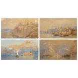 A set of four 19th century watercolours, Isola Dei Pescatori and other named views, 29 x 42cm.