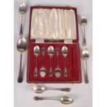 Eleven various silver tea and coffee spoons, 3.9oz.