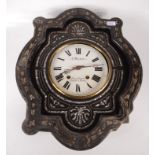 An ebonised and mother of pearl inlaid wall clock, 19th century,