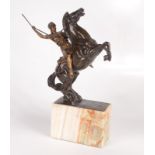 A bronze figure of a Greek goddess on horseback, signed Sautner, late 19th/early 20th century,