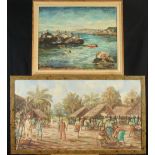 A colourful impressionist style oil painting, 'The Bendinat Slab', signed Rha and dated '40,