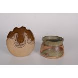 An Alan Brough vase height 6.5cm and a studio pottery vase, impressed initials rd, height 11.7cm.