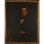 An early Victorian oil portrait of a seated gentleman, undistinguished gilt frame, 90 x 68cm.