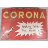 A Corona Sparkling Drinks and Fruit Squashes rectangular enamel sign, 51 x 76.5cm.
