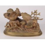 A gilt bronze figure of birds, 19th century, height 11.5cm, width 18.5cm, depth 12.5cm.