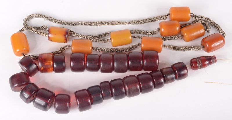 Two 'amber' necklaces.