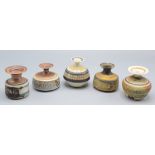 Five Mary Rich miniature vases, of squat form, tallest 5.5cm.