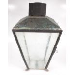 A copper glazed street lantern, 19th century, height 69cm, maximum width 41.5cm.