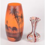 A latticello glass bud vase, height 12.