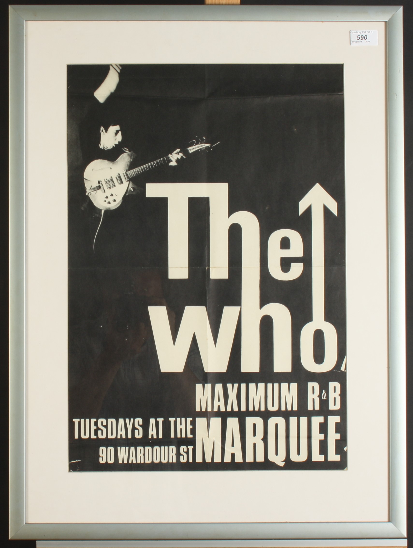 A black and white poster, inscribed 'The Who Maximum R & B Tuesdays At ...