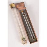 A glass and brass mounted cylindrical thermometer, inscribed 'G & C Opticians To Her Majesty,