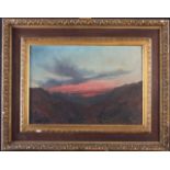 A Victorian sunset oil painting by Samuel John Barnes, in a moulded gilt and oak frame,